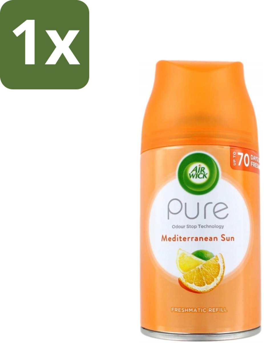 1 x Air Wick - Luchtverfrisser Navulling - Mediterrane Zon - Automatische Spray - 250 ml - Luchtverfrisser - Geur - Automatische Spray - Navulling - Zon