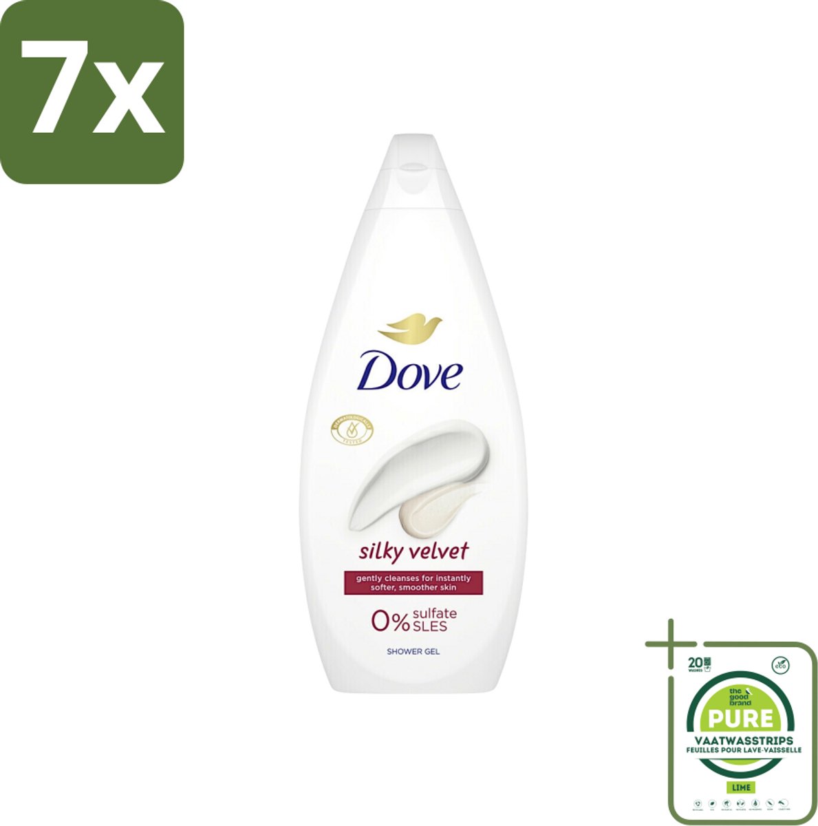 7 x Dove Silky Velvet - Douchegel - Sulfaatvrij - 250 ml - Grootverpakking - Douchegel - Dove - Silky Velvet - Zijdezachte Huid - Hydraterend