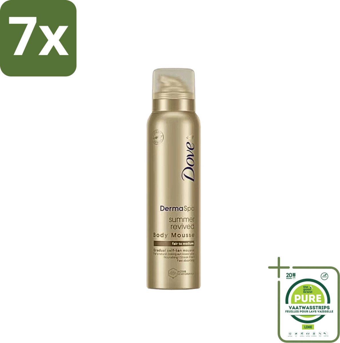 7 x Dove DermaSpa - Zelfbruiner - Tanning Mousse - Medium-Dark - 150 ml - Grootverpakking - Zonnebruining Mousse - Dove DermaSpa - Natuurlijke Bruining - Gelijkmatige Bruining - Hydraterende Bruining