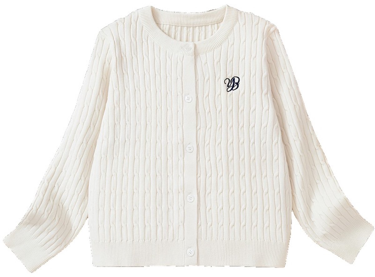 Currero Cardigan Meisjes Vest Meisje Met Knopen Kinderen Warm Gebreid Vest Long 11-12 Jaar Beige