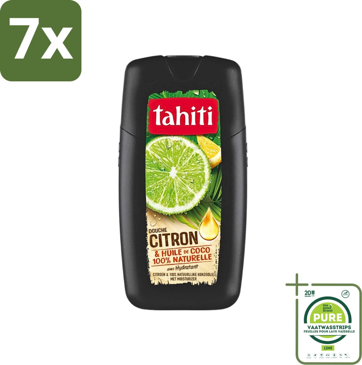 7 x Tahiti - Douchegel - Citroen & Kokosolie - Hydraterend - 250 ml - Grootverpakking - Douchegel - Citroen - Kokosolie - Hydraterend - Verzorgend