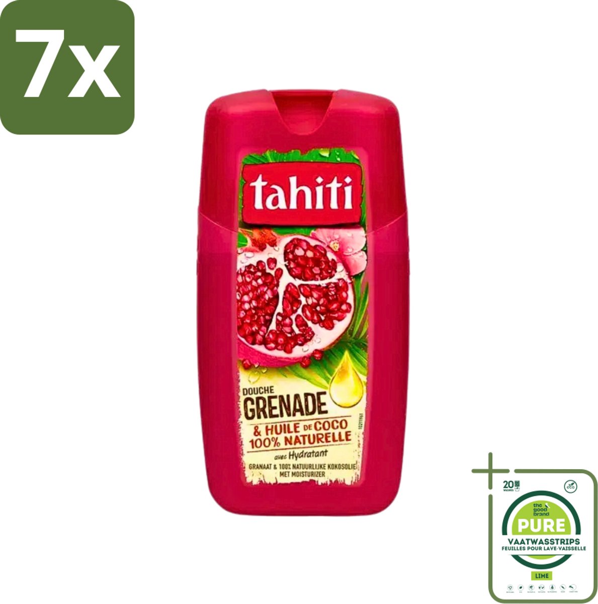 7 x Tahiti - Douchegel - Granaatappel & Kokosolie - Hydraterend - 250 ml - Grootverpakking - Douchegel - Granaatappel - Kokosolie - Hydraterend - Verzorgend