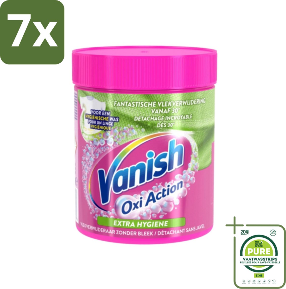 7 x Vanish Oxi Action - Extra Hygiene - Vlekkenverwijderaar Poeder - Zonder Bleek - Gekleurde Was - 470 Gram - Grootverpakking - Vlekkenverwijderaar - Waspoeder - Gekleurde Was - Hygiënische Was - Vlekken Verwijderen
