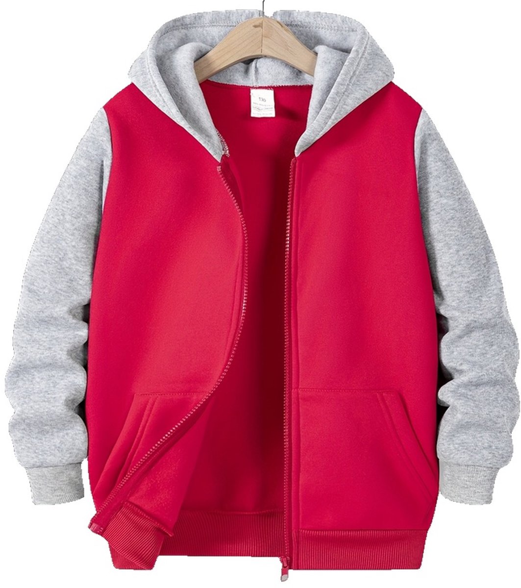 Currero Vest Jongens Met Rits Sweater Jongen Cardigan Gebreid Sweaters Hoodie Warme Trui Lange Mouw 14-15 Jaar Rood
