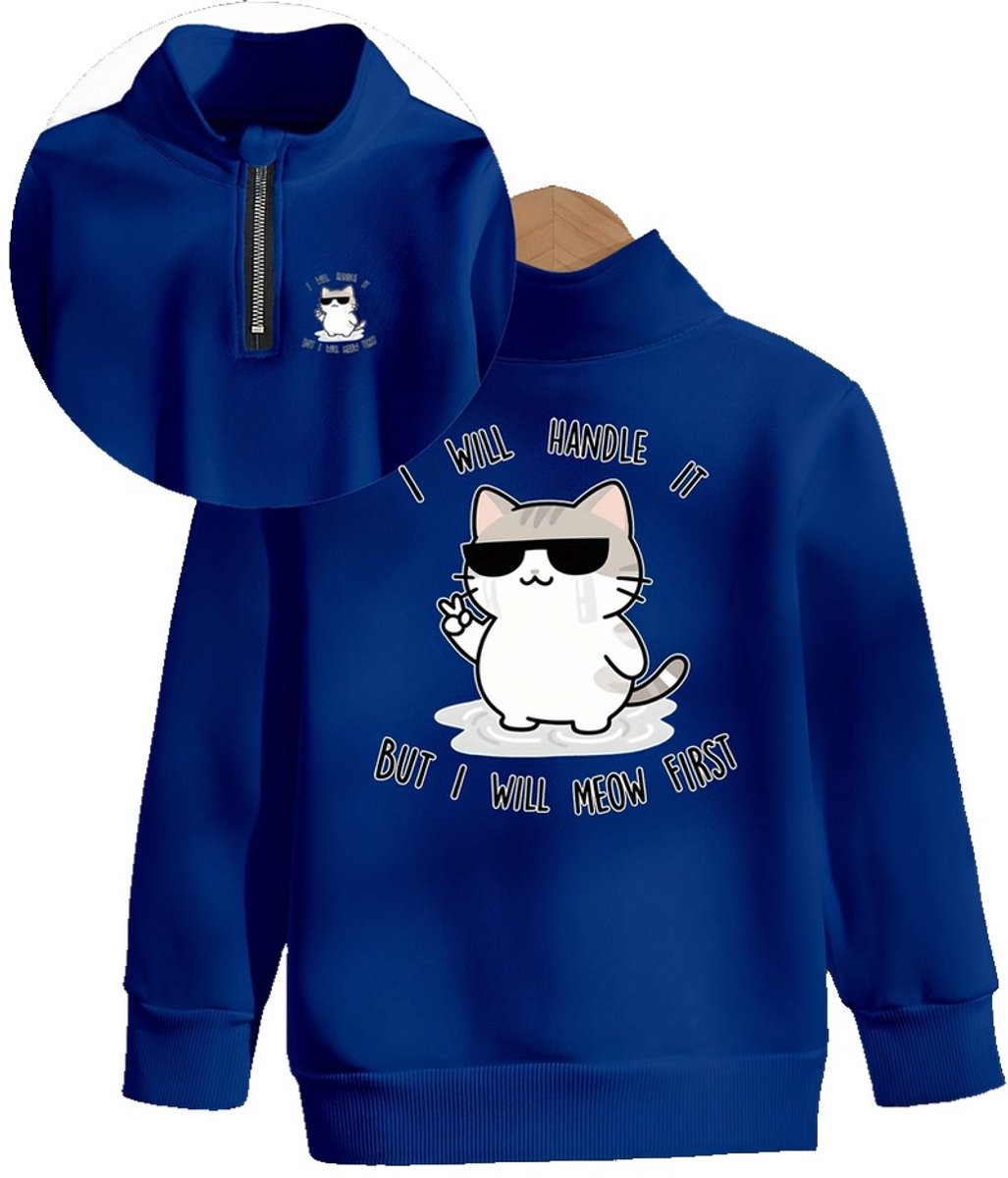 Currero Quarter Zip Jongens Sweater Met Rits Jumper Quarterzip Hoodie Jongen Warme Trui Vest Lang Coltrui 11 Jaar Blauw