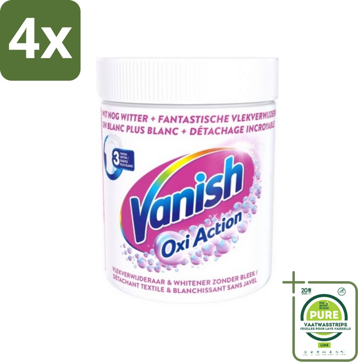 Vanish Oxi Action - Vlekkenverwijderaar Poeder - Zonder Bleek - Witte Was - 550 Gram - Voordeelverpakking - 4 stuks - Vlekkenverwijderaar - Witte Was