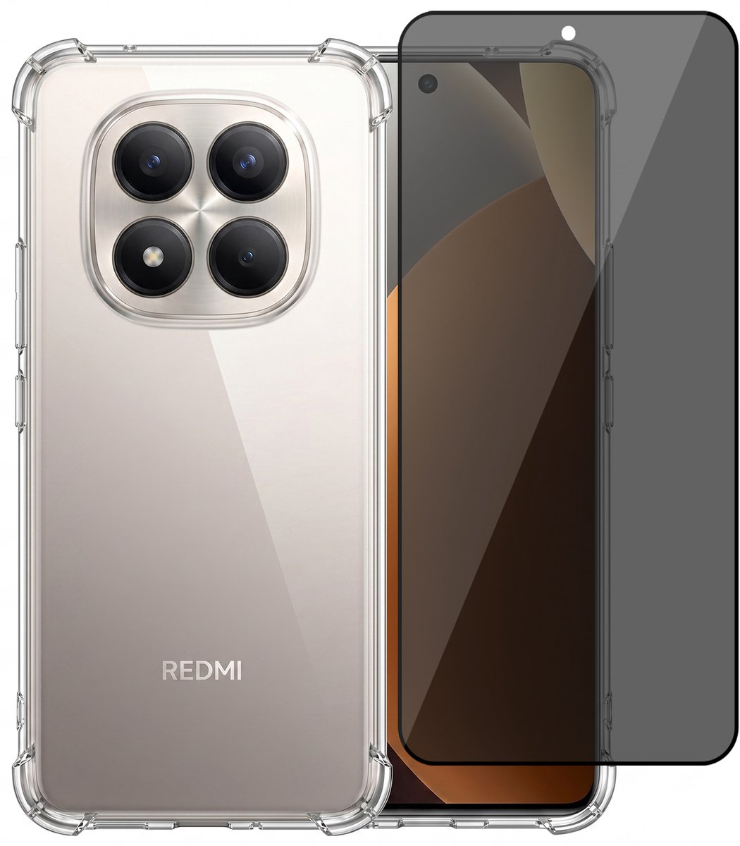 Hoesje geschikt voor Xiaomi Redmi Note 15 Pro 5G – CrystalClear Back Cover – Schokbestendig – Privacy Screenprotector Full Cover