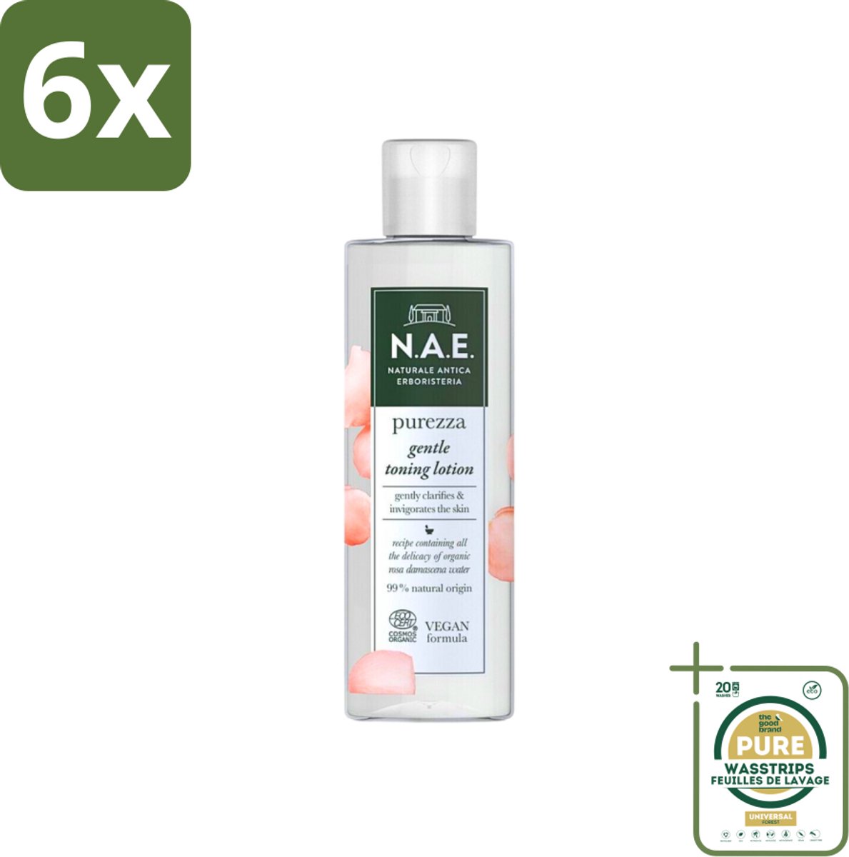 N.A.E. - Toning Lotion - Zuiverend & Hydraterend - Biologisch & Vegan - 200ml - Voordeelverpakking - 6 stuks - N.A.E. toner - Vegan toner