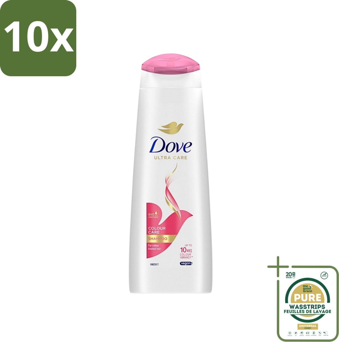 10 x Dove Ultra Care - Color Care - Shampoo - Geverfd Haar - 250 ml - Grootverpakking - Kleur Behouden - Gekleurd Haar - Haar Verzorging - Haar Reinigen - Haar Herstel