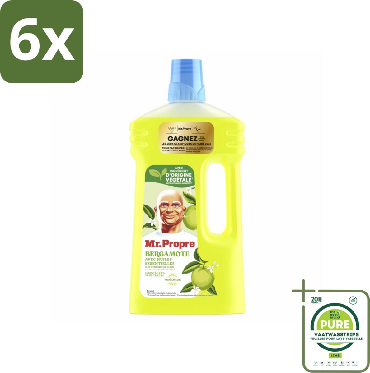 Mr. Propre Allesreiniger Bergamot 1 liter - Voordeelverpakking - 6 stuks - Allesreiniger - Schoonmaakmiddel