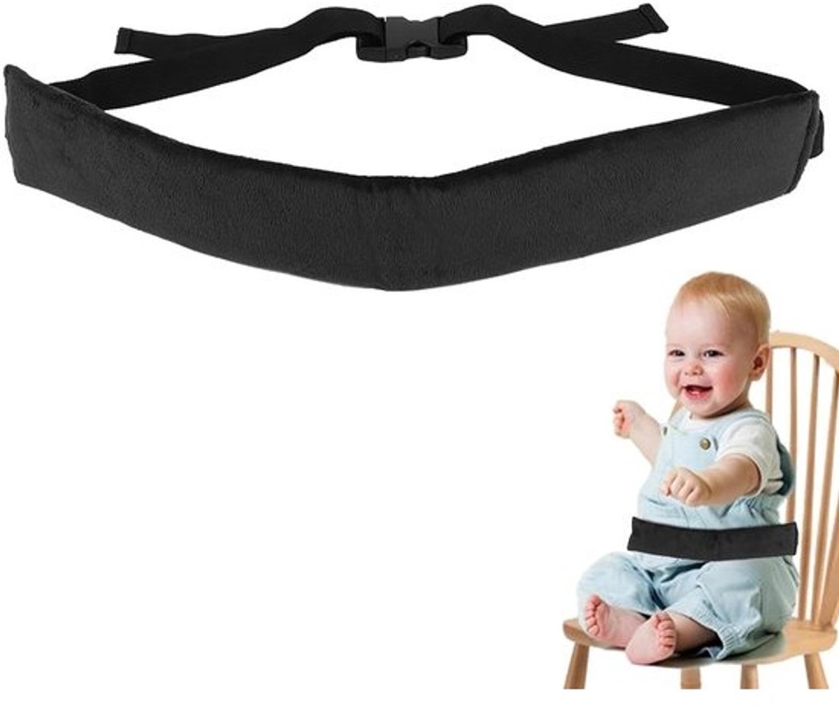 Veilige hoge stoel veiligheidsgordel voor baby's - Verstelbaar en comfortabel - Zwart