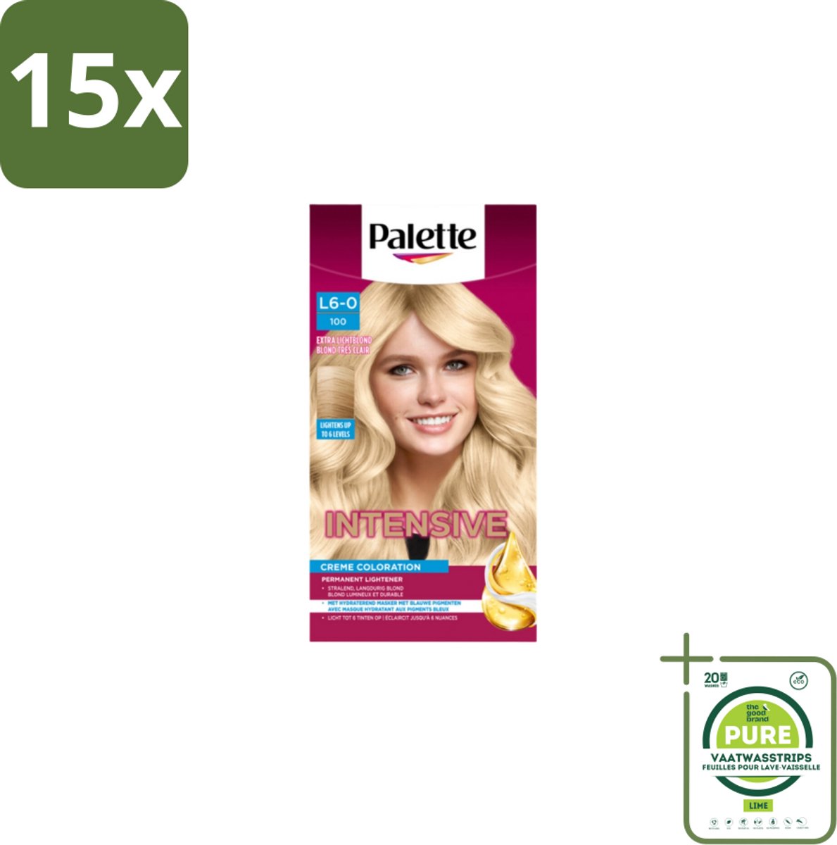 15 x Poly Palette – Haarverf – 100 Extra Licht Blond – 115 ml - Grootverpakking - Haarverf - Blonde Haar - Permanente Haarverf - Lichte Haarkleur - Haarverf 100