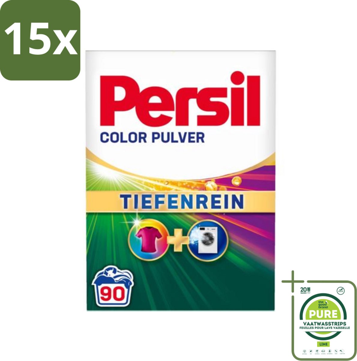 15 x Persil Color - Waspoeder - Gekleurde Was - 90 Wasbeurten - Grootverpakking - Waspoeder - Gekleurde Was - Vlekkenverwijderaar - Wasmiddel - Persil