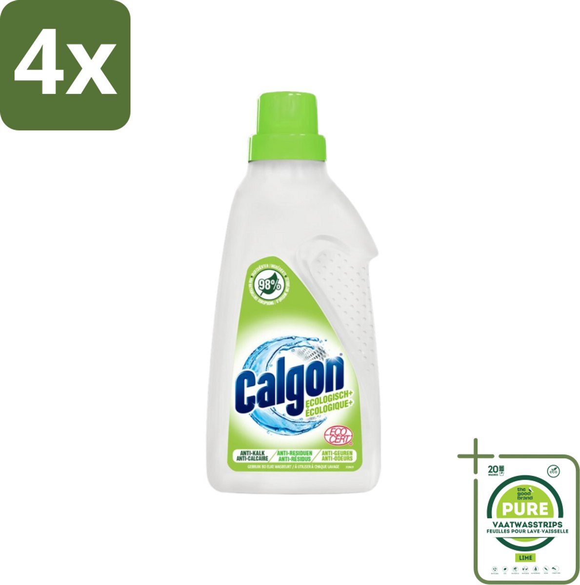 Calgon - Wasmachinereiniger - Gel - 750ml - 15 Wasbeurten - Voordeelverpakking - 4 stuks - Wasmachinereiniger - Wasmachine schoonmaken