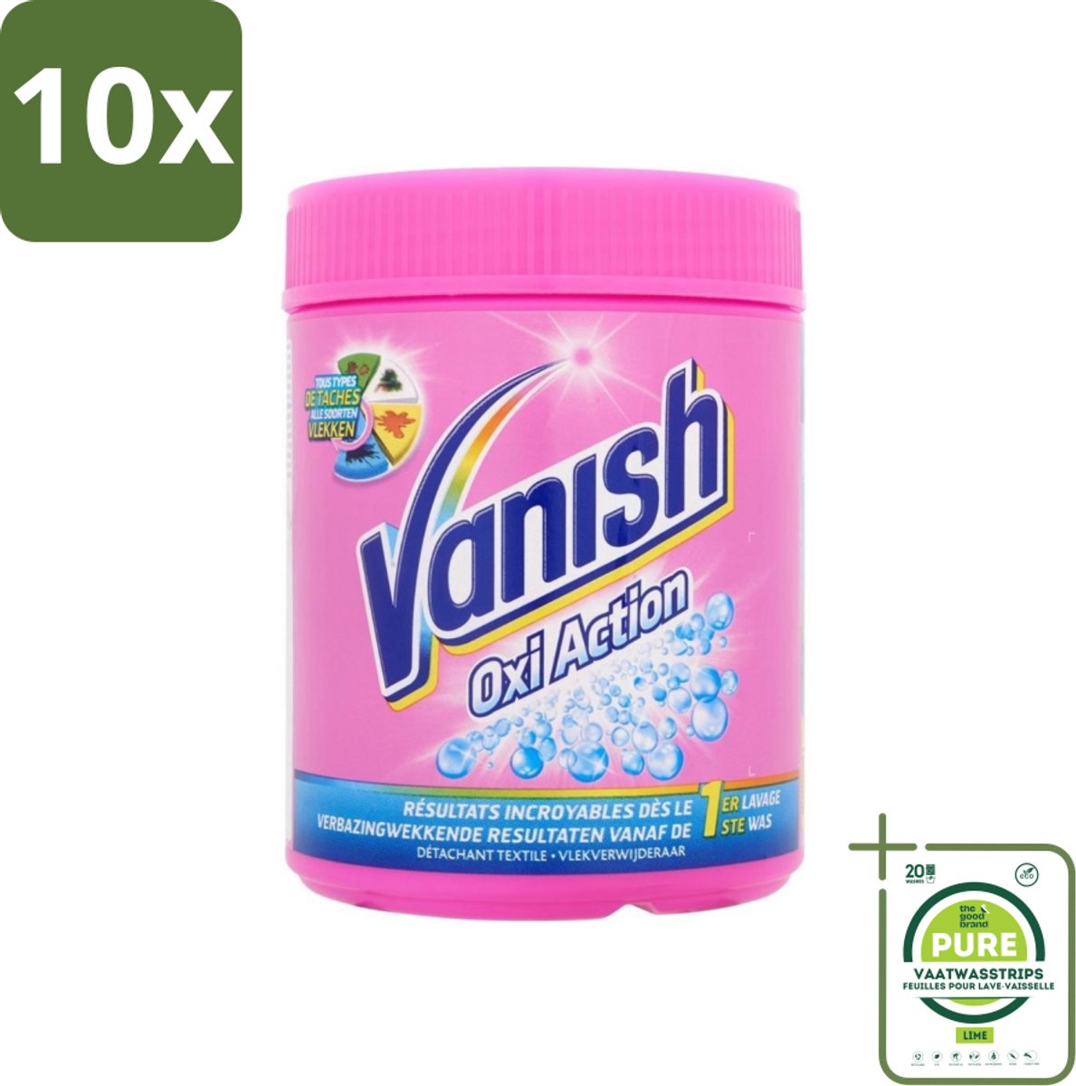 10 x Vanish Oxi Action - Vlekkenverwijderaar Poeder - Zonder Bleek - Gekleurde Was - 500 Gram - Grootverpakking - Vlekkenverwijderaar - Waspoeder - Gekleurde Was - Vlekken Verwijderen - Wasmiddel