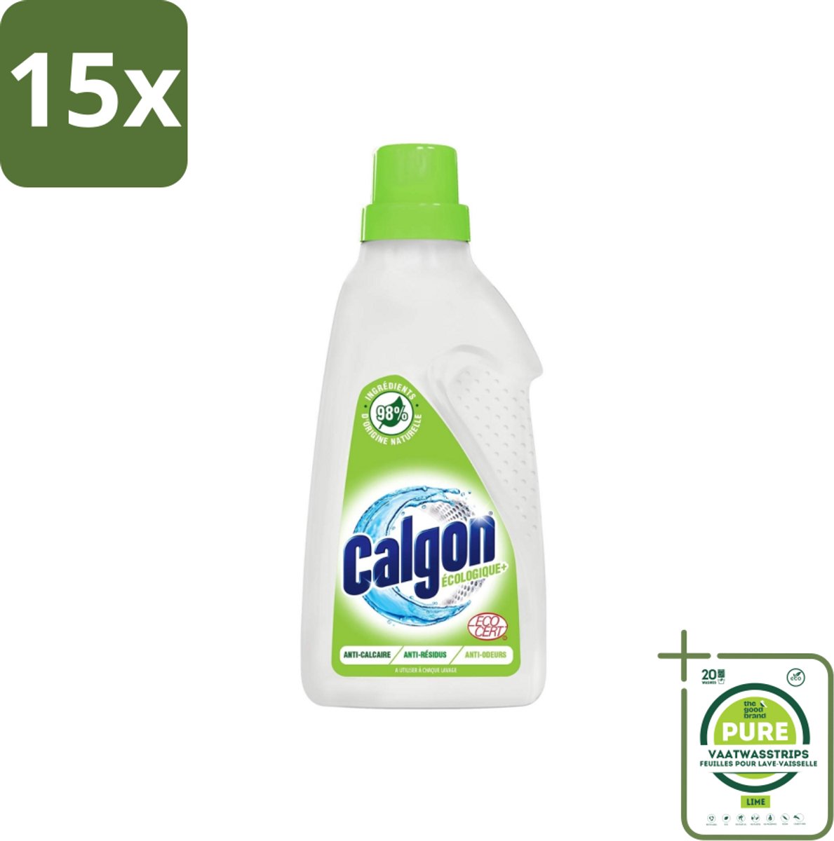 15 x Calgon - Wasmachinereiniger - Gel - Ecologisch - Tegen Kalkaanslag / Wasmiddelresten / Geuren - 750ml - 15 Wasbeurten - Grootverpakking - Wasmachine Reiniger - Wasmachine Onderhoud - Kalk Verwijderaar - Wasmiddelresten - Geur Neutraliserend