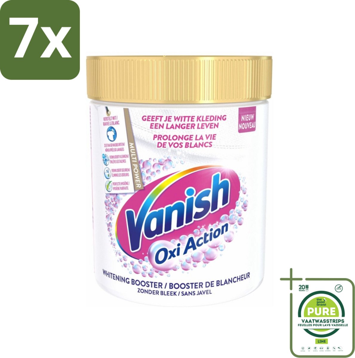 7 x Vanish Oxi Action - Vlekkenverwijderaar Poeder - Zonder Bleek - Witte Was - 550 Gram - Grootverpakking - Vlekkenverwijderaar - Witwas - Vlekken Verwijderen - Wasverzachter - Waspoeder