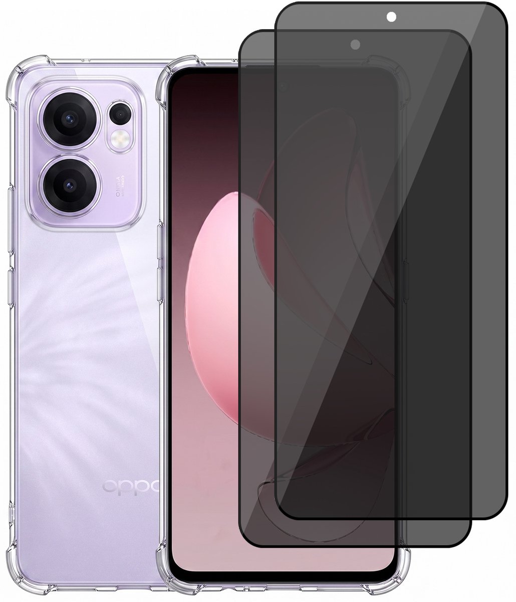 Hoesje geschikt voor Oppo Reno 13F / 13 FS – CrystalClear Back Cover – Schokbestendig – 2 Stuks Privacy Screenprotector Full Cover