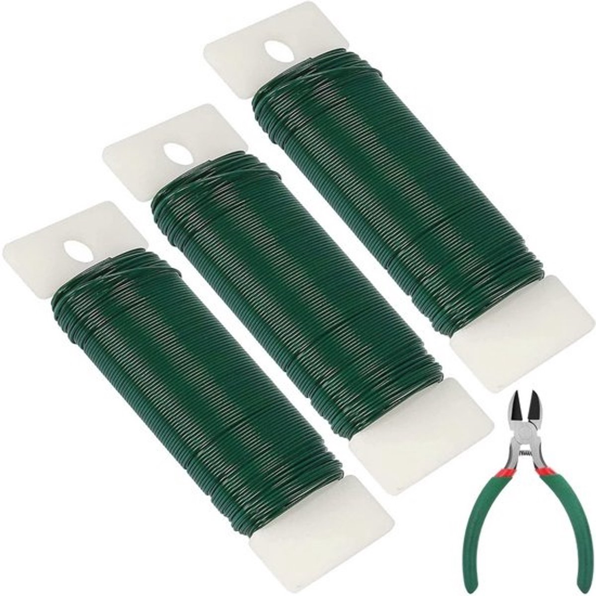 Bloemdraad 0,65 mm - 3 stuks x 38 m - Verzinkt Groene Knutseldraad voor Handwerk, Plantentraining en Bloemstukken