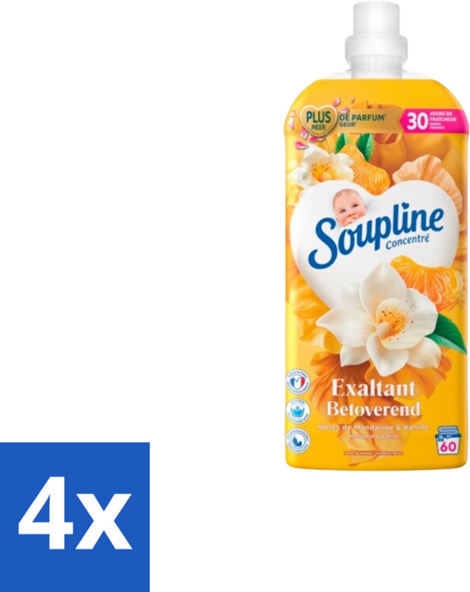 Soupline – Wasverzachter – Betoverend Mandarijn & Vanille – 1,28 L - Voordeelverpakking - 4 stuks