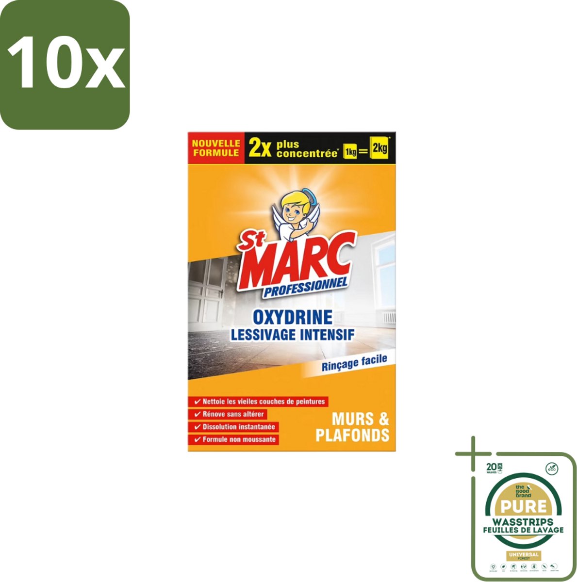 10 x St. Marc – Multireiniger Poeder – Professioneel Oxydrine – 1 kg - Grootverpakking - Schoonmaken - Reinigen - Vuil Verwijderen - Verf Verwijderen - Renovatie