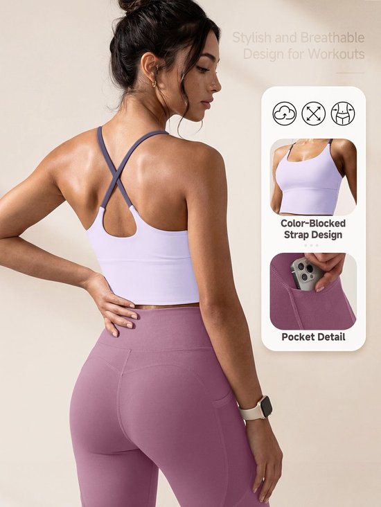 Currero Pilates Pak Dames - Yoga - Buttshaper - Gym - Fitness - Butt Lift - Bil Vergrotend - Heup Liftend - Yogakleding - Paars + Paars L — afbeelding 3