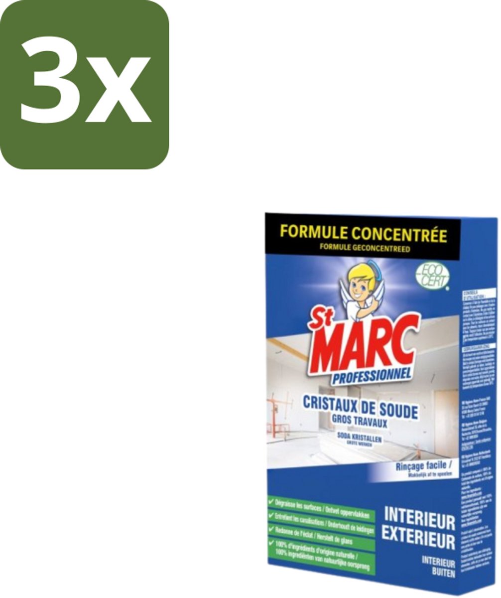 St. Marc – Multireiniger Poeder – Professioneel Sodakristallen – 1 kg - Bulkverpakking - 3 stuks