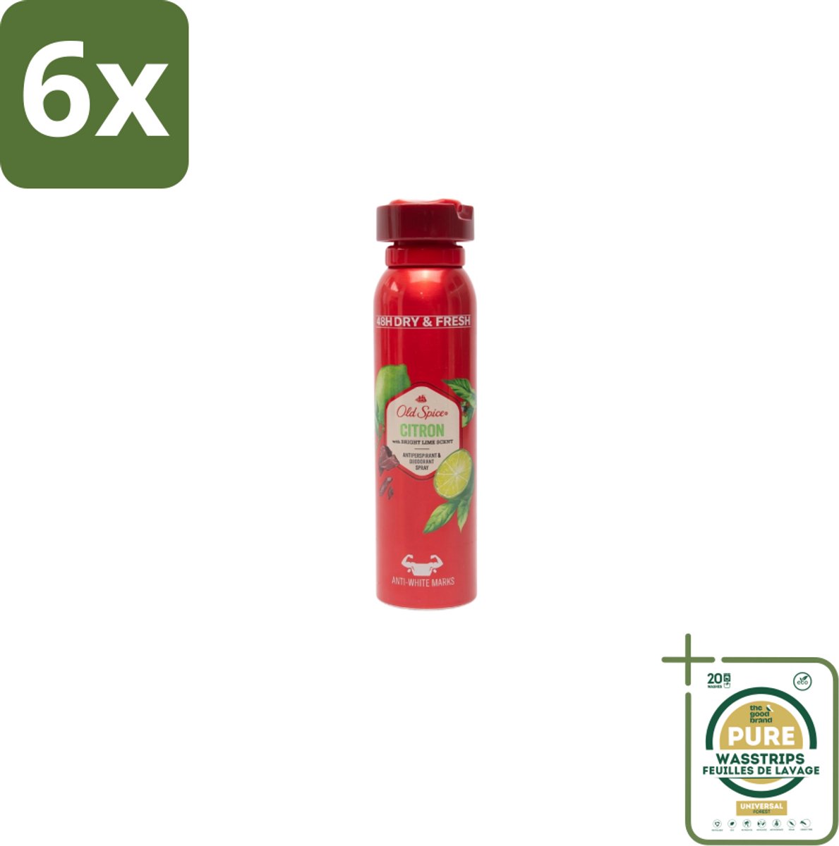 Old Spice – Deospray – Citron – 150 ml - Voordeelverpakking - 6 stuks - Citroen Deodorant - Citroen Geur Spray
