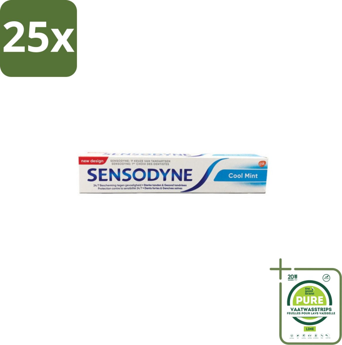 25 x Sensodyne - Tandpasta - Cool Mint - Gevoelige Tanden - 75 ml - Grootverpakking - Tandgevoeligheid - Tandpasta - Sensodyne - Cool Mint - Gevoelige Tanden