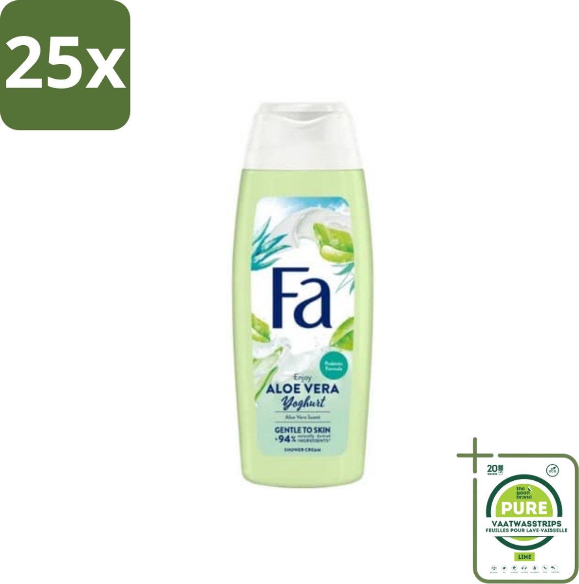 25 x Fa - Douchegel - Yoghurt & Aloe Vera - 250 ml - Grootverpakking - Douchegel - Yoghurt - Aloe Vera - Verzorgende Douchegel - Hydraterende Douchegel