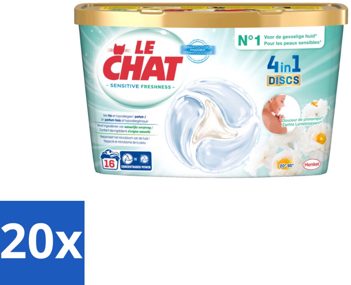 Le Chat – Wascapsules – Sensitive Zachte Lentebloesem – 16 wasbeurten - Bulkverpakking - 20 stuks