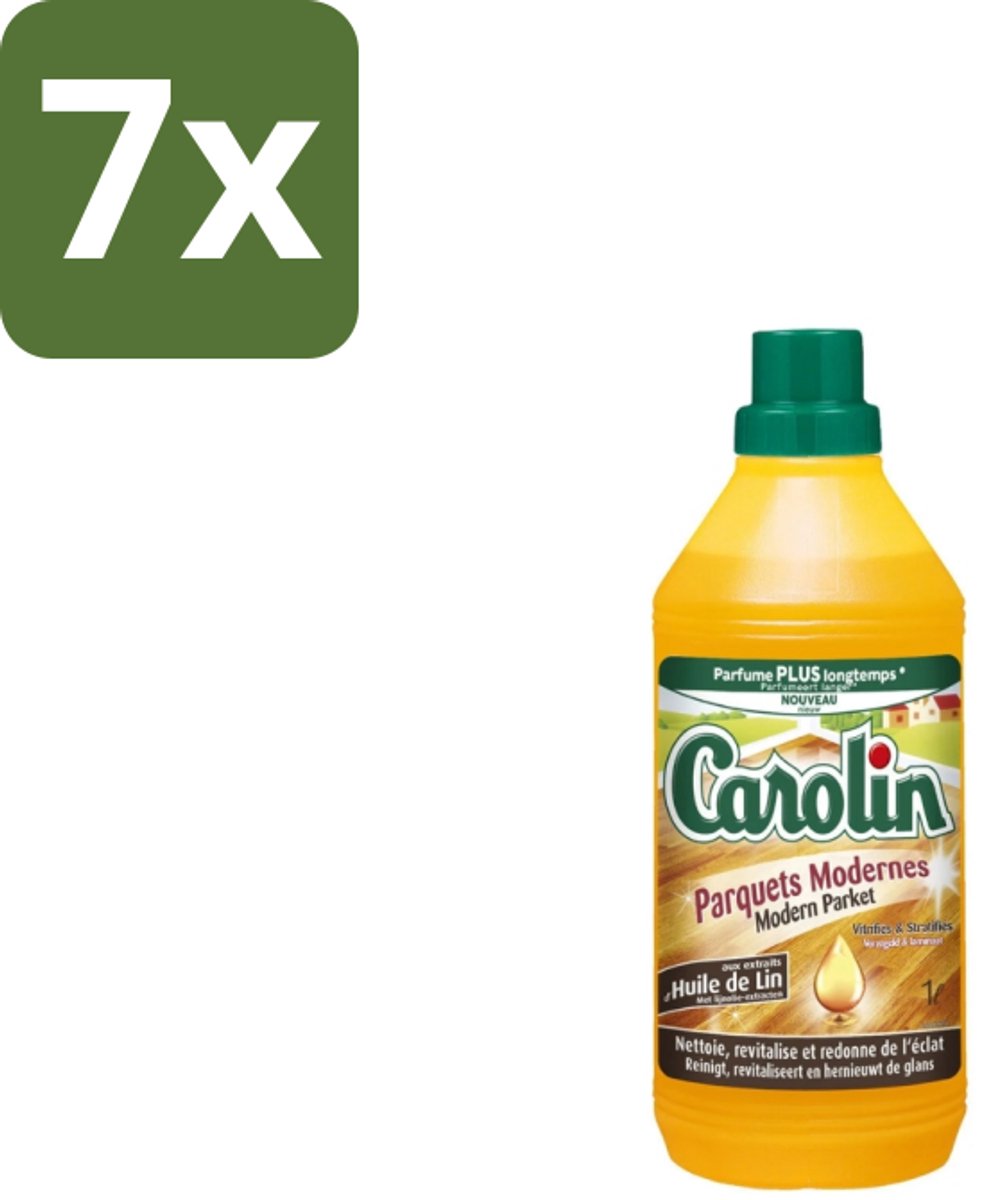 7 x Carolin – Vloerreiniger – Modern Parket – 1000 ml - Parket Reinigen - Parket Beschermen - Houten Vloer Reinigen - Parket Glans - Hout Beschermen