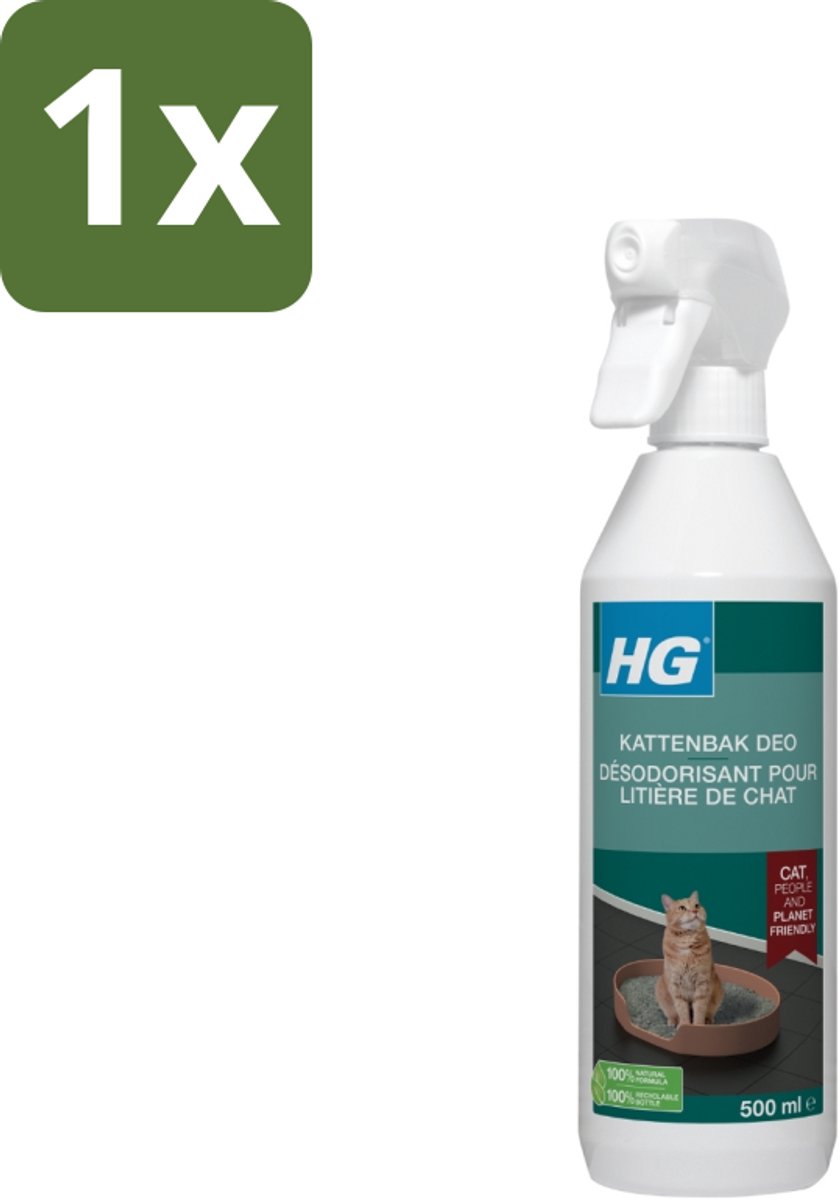 1 x HG - Kattenbak Deo - Neutraliseert Geuren - 100% Biologisch - 500 ml - Kattenbak Deo - Geurneutralisatie - Kattenbak Geuren - Geurverwijderaar - Kattenbak Reinigen