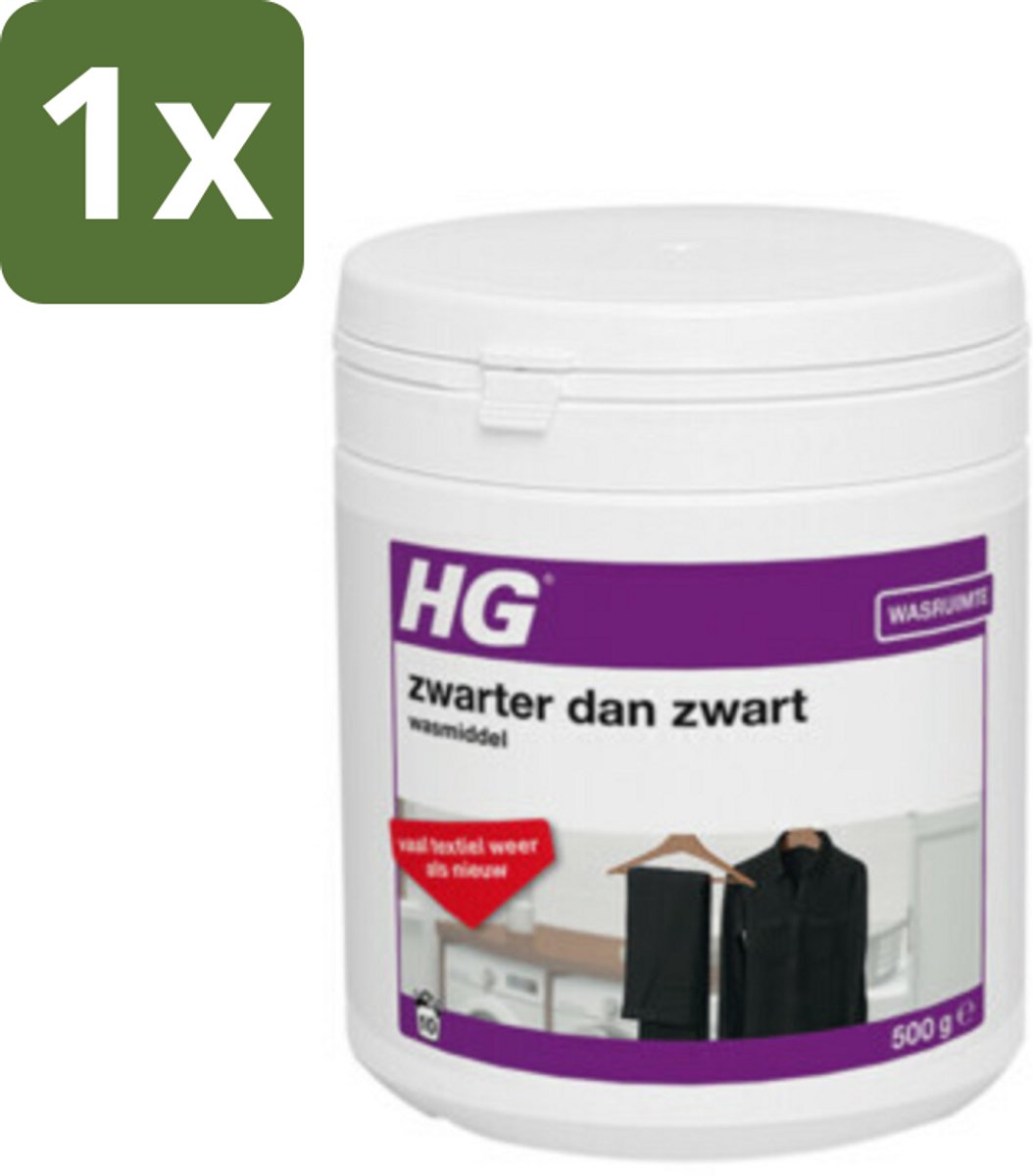 1 x HG - Wasruimte - Zwarter Dan Zwart - Wasmiddel - 500 g - Zwart Textiel - Donkere Kleur - Wasmiddel Zwart - Vaalheid Voorkomen - Vezels Voorkomen