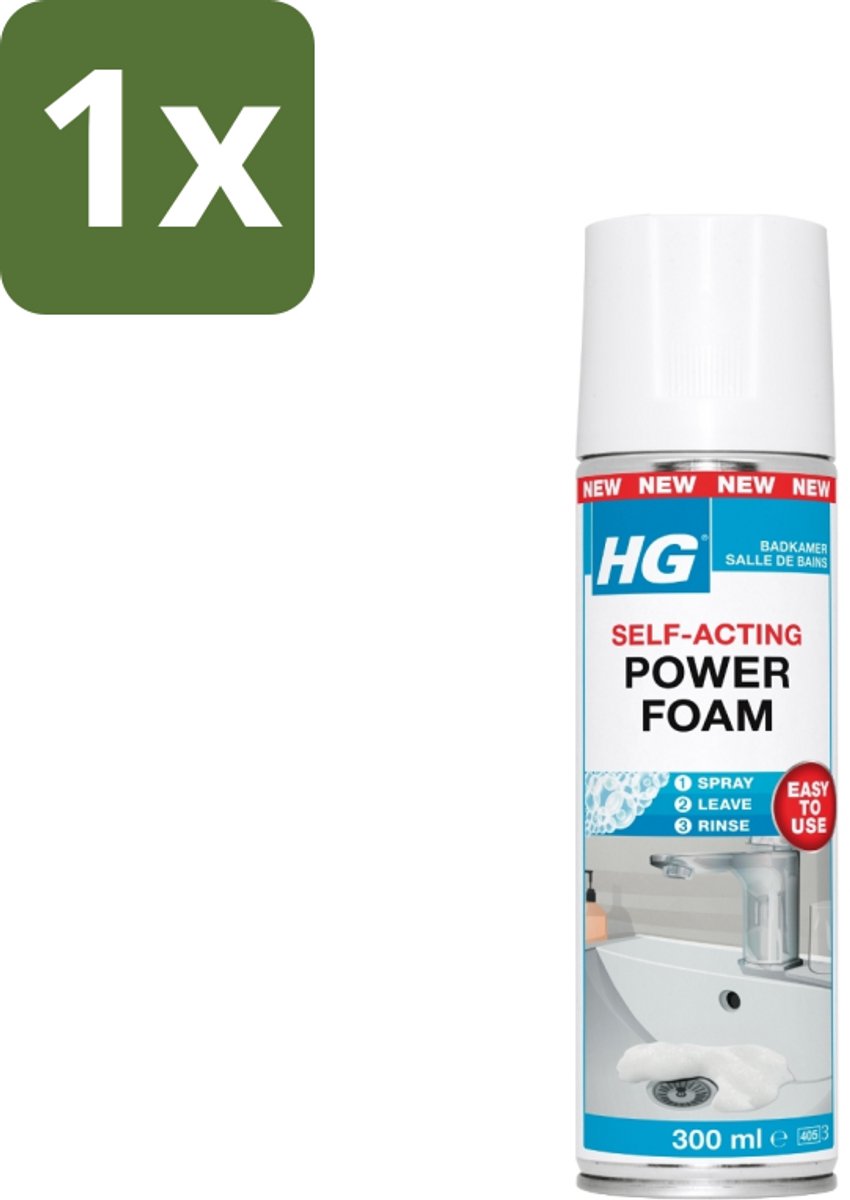 1 x HG - Badkamer - Badkamerreiniger - Power Foam Badkamer - Zelf-Activerend - 300 ml - Badkamerreiniger - Schuimreiniger - Badkamer Reinigen - Kalkaanslag Verwijderen - Zeepresten Verwijderen