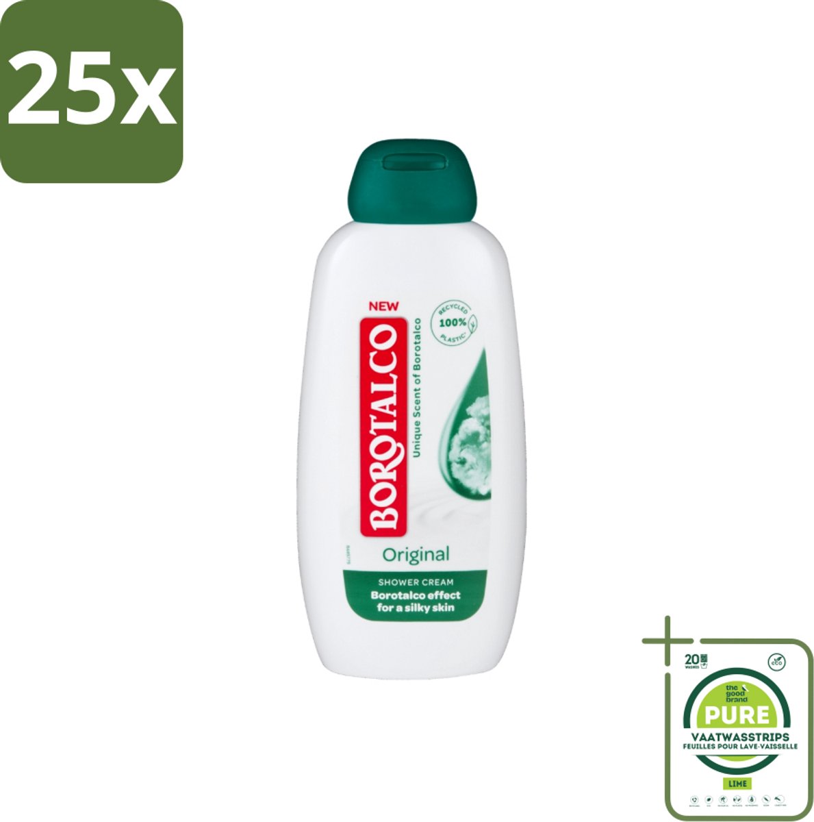 25 x Borotalco – Douchegel – Original – 250 ml - Grootverpakking - Douchegel - Borotalco - Huidverzorging - Douchegel Voor Gevoelige Huid - Douchegel Voor Droge Huid