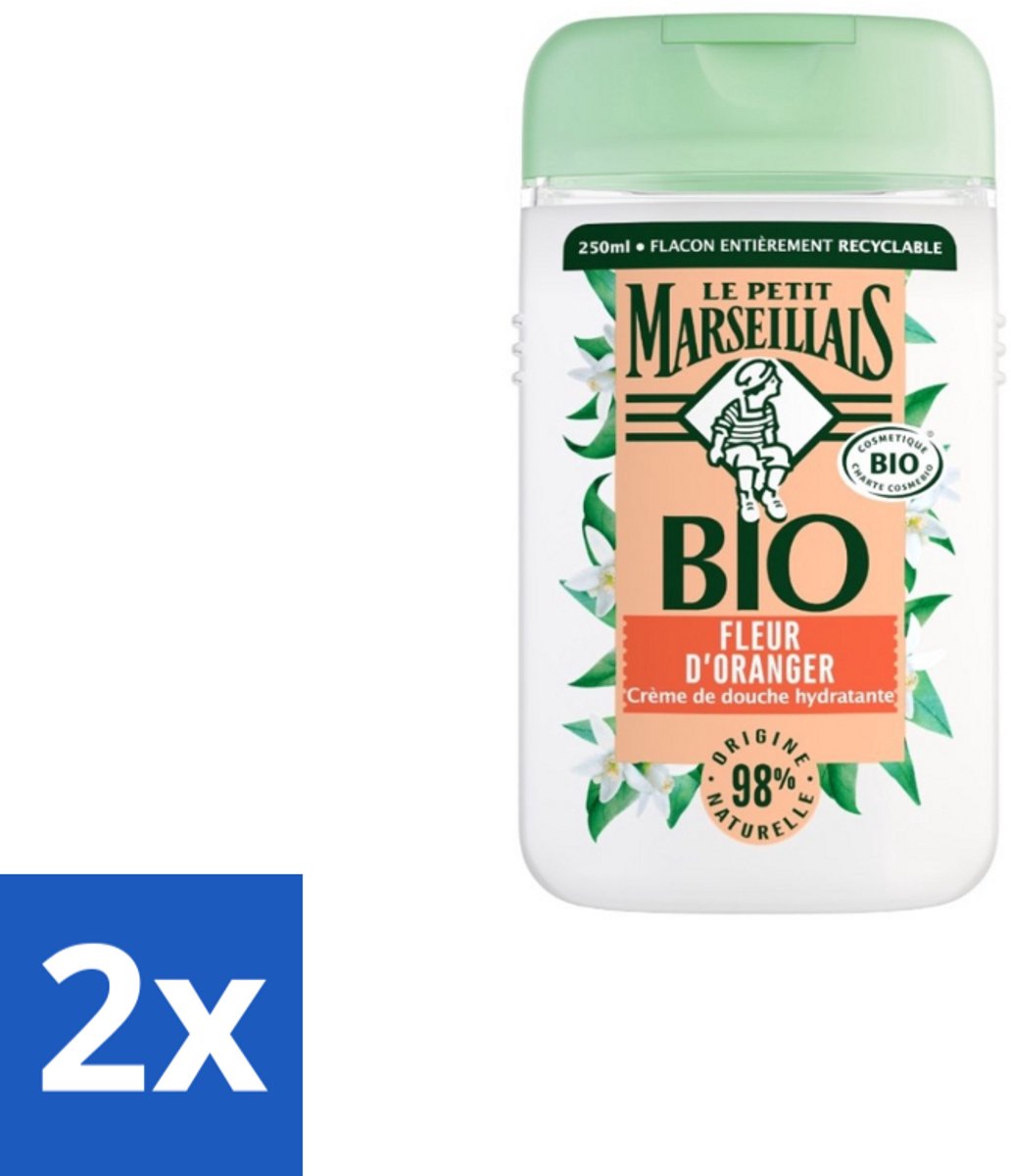 2 x Le Petit Marseillais – Douchegel – Fleur d’Oranger – 250 ml - Douchegel Oranje Bloesem - Oranje Bloesem Geur - Natuurlijke Douchegel - Zachte Reiniging - Huid Verzorging