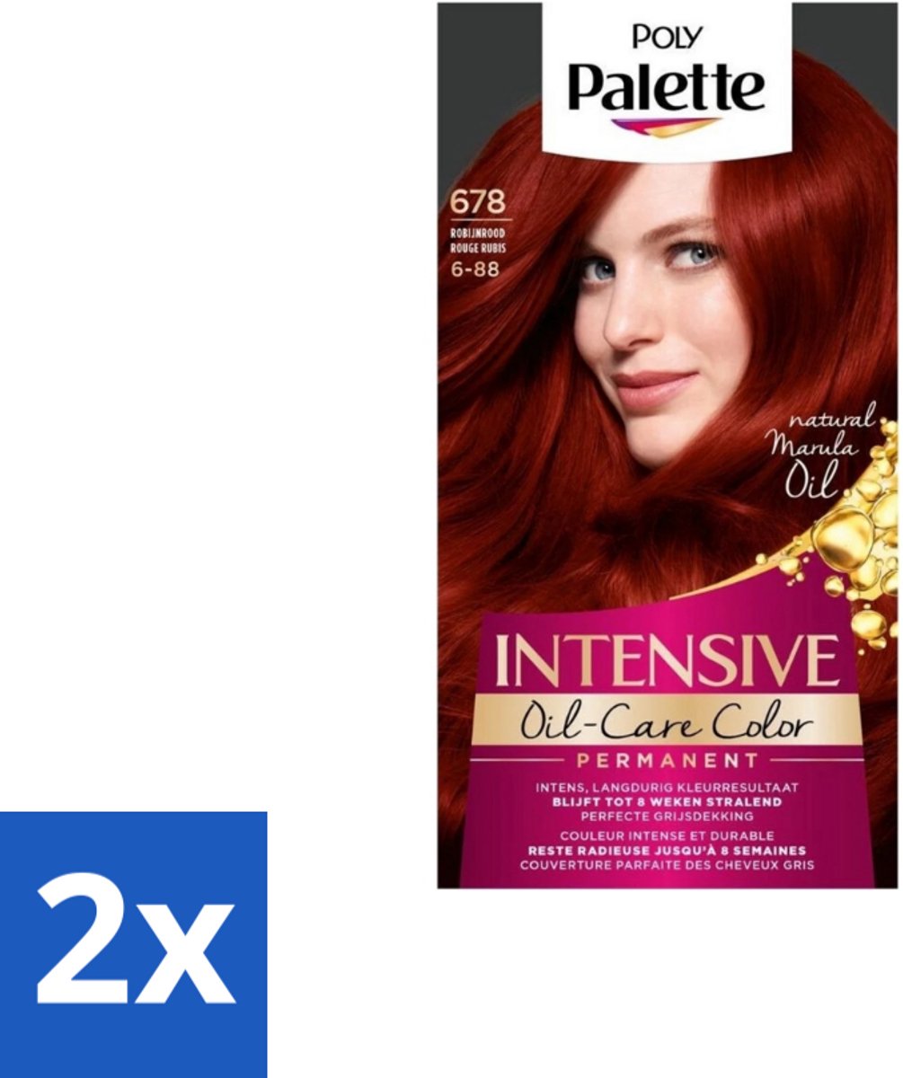 2 x Poly Palette – Haarverf – 678 Robijnrood / 6-88 – 115 ml - Robijnrood - Intens Rood - Langdurige Kleur - Grijsdekking - Haarverzorging