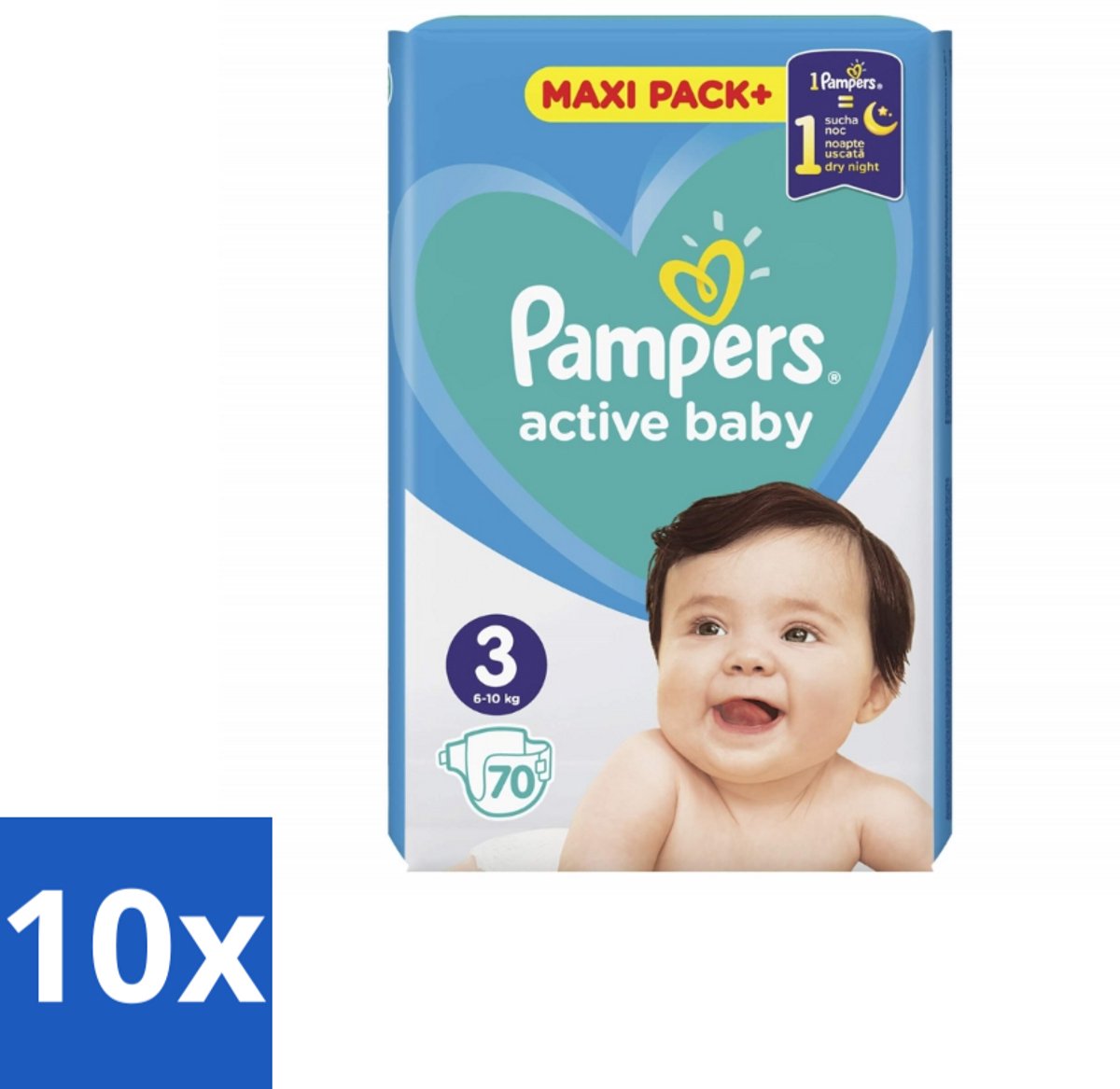 Pampers – Luiers – Active Baby Maat 3 – 70 Luiers - Bulkverpakking - 10 stuks