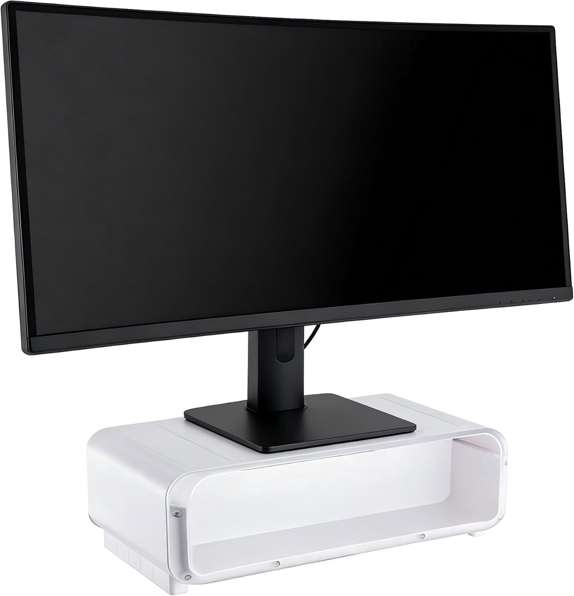 Ergonomische Monitorstandaard met Laden voor Laptop en Gaming Monitor, Ideaal voor Thuiswerk en Kantoor, Wit (37 x 21 x 13 cm)