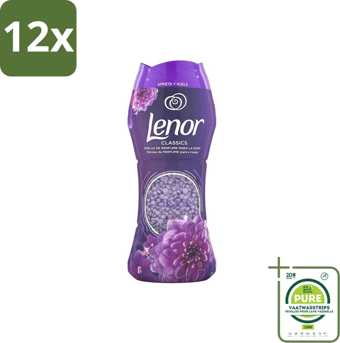 Lenor Unstoppables – Geurbooster – Amethyst – 210 g - Voordeelverpakking - 12 stuks - Geurbooster was - Wasgeur