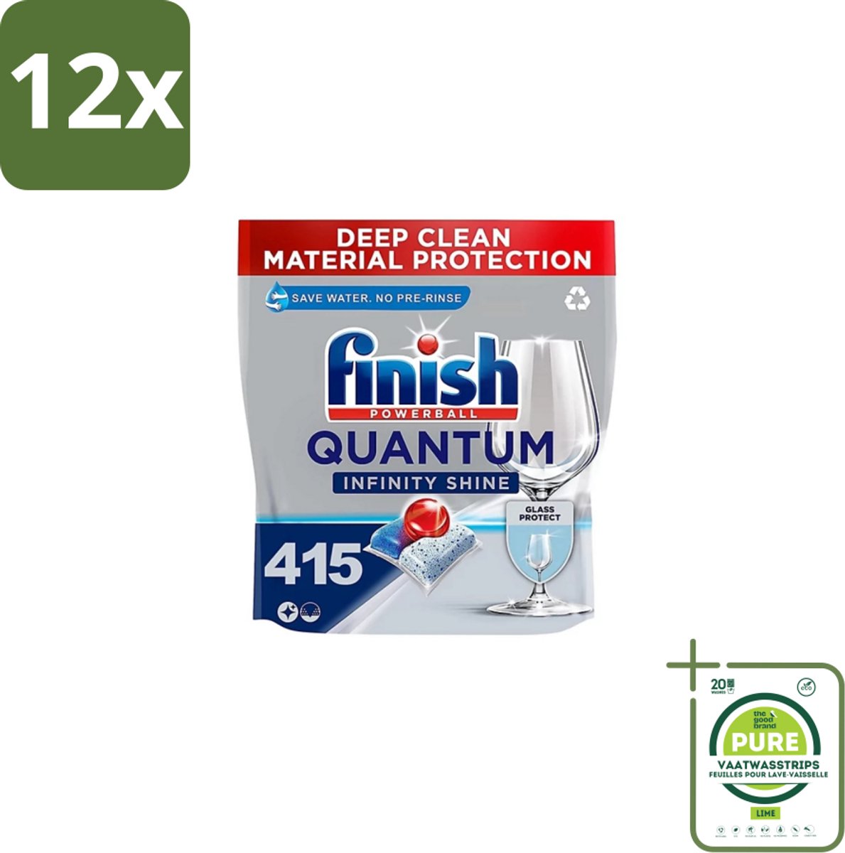 Finish – Vaatwastabletten – Quantum Infinity Shine – 83 Capsules - Voordeelverpakking - 12 stuks - Vaatwastabletten - Vaatwasser