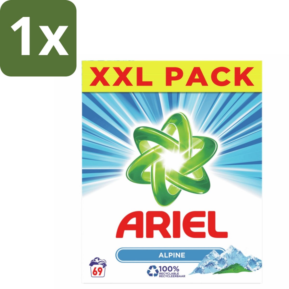 1 x Ariel – Waspoeder – Alpine – 4,485 kg – 50 wasbeurten - Waspoeder - Vlekverwijdering - Kleurbehoud - Frisse Geur - Wasbeurten