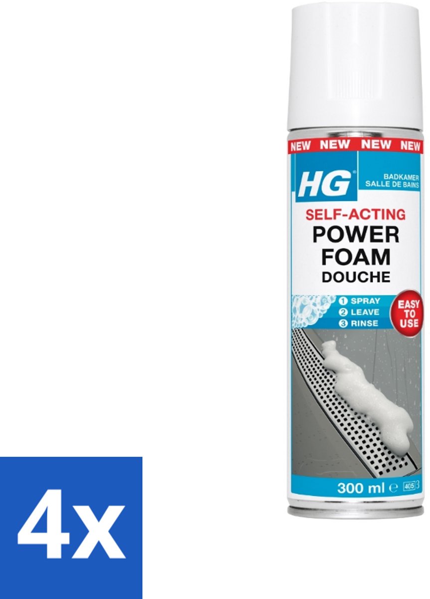 4 x HG - Badkamer - Badkamerreiniger - Power Foam Douche - Zelf-Activerend - 300 ml - Badkamerreiniger - Douche Reiniger - Kalkverwijderaar - Zeepresten - Schimmel