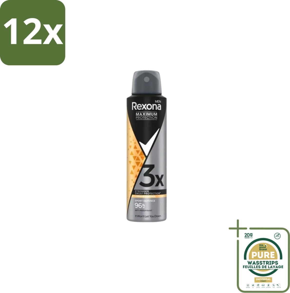 Rexona – Deodorant Spray – Maximum Protection Sport Defence – 150 ml - Voordeelverpakking - 12 stuks - Frisheid - Transpiratie