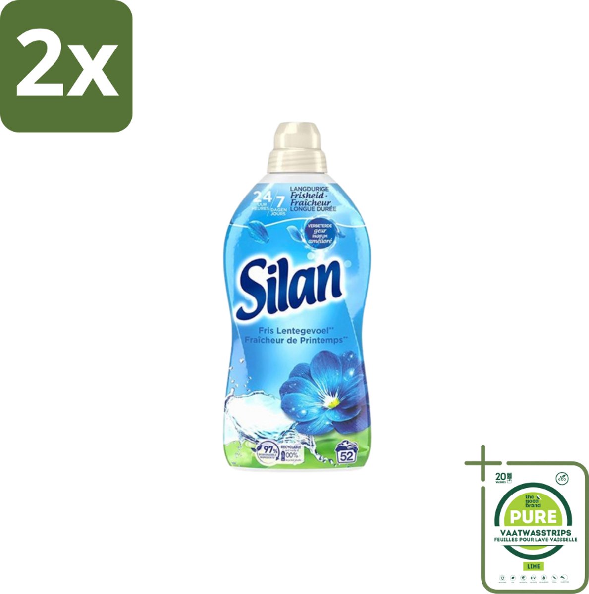 Silan – Wasverzachter – Classic Blue Fris Lentegevoel – 1144 ml - Voordeelverpakking - 2 stuks - Wasverzachter - Wasgoed verzachter