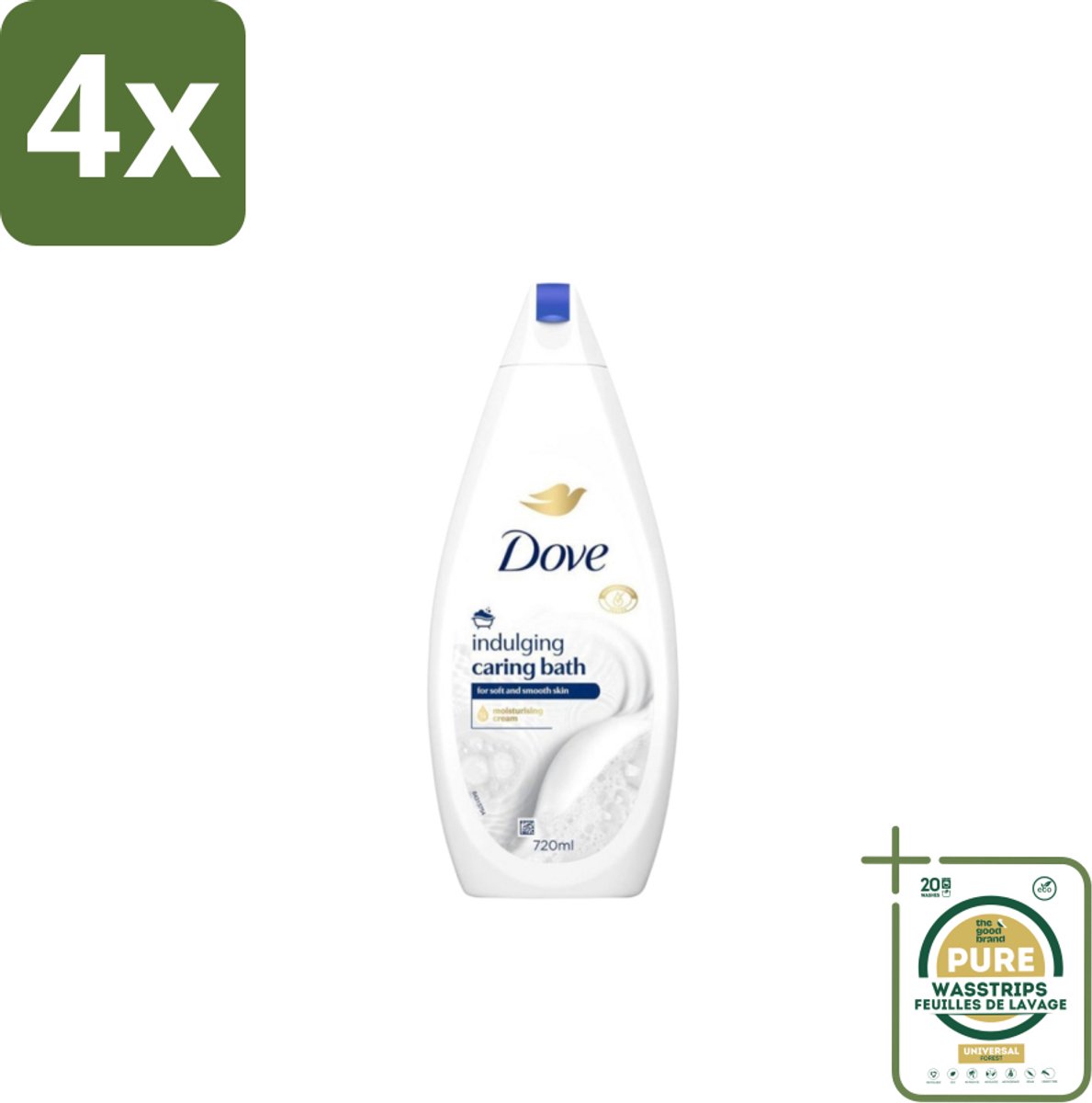 Dove – Badcrème – Indulging Cream – 720 ml - Voordeelverpakking - 4 stuks - Badcrème voor huid - Badcrème voor zintuigen