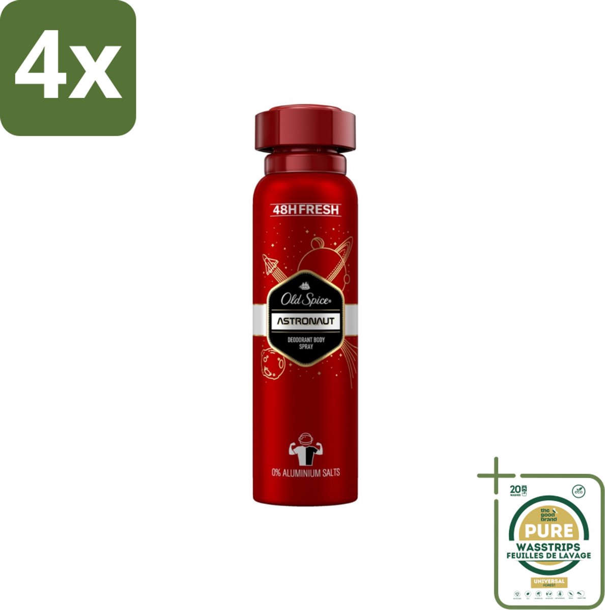 Old Spice – Deospray – Astronaut – 150 ml - Voordeelverpakking - 4 stuks - Frisse geur - Mannelijke geur