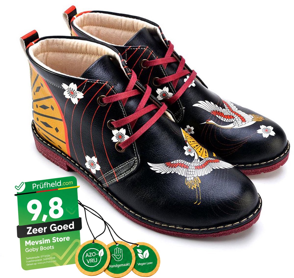 GOBY Rising Crane Enkel Laarzen – Handmade – Vegan Leer – Damesboots – Maat 42
