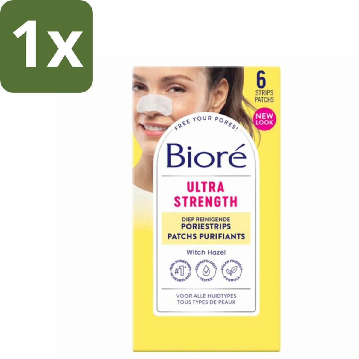 1 x Bioré – Ultra Diep Reinigende Poriestrips – Poriestrips – 6 strips - Poriestrips - Diepe Reiniging - Reiniging Poriën - Reiniging Huid - Poriën Reinigen